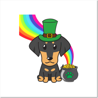 Funny dachshund celebrates st patricks day Posters and Art